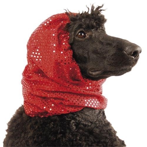 protector de orejas en color plateado con detalles brillantes para perros de raza grande