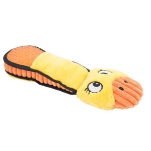 juguete peluche pato en color naranja y amarillo para perros