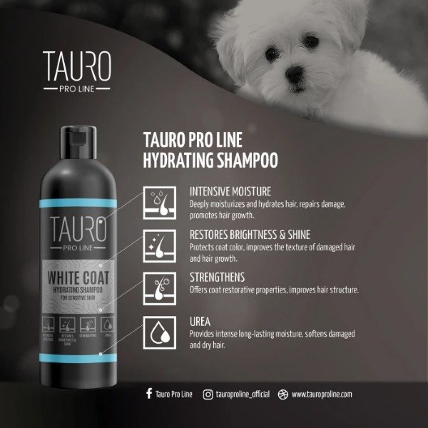 TAURO PRO LINE HEALTHY COAT, CHAMPÚ HIDRATANTE PARA PERROS Y GATOS de pelo blanco