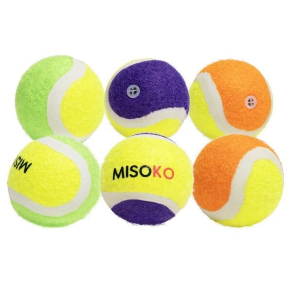 Pelotas de tenis varios colores. Set de 6 uds de 4,5cm. Misoko